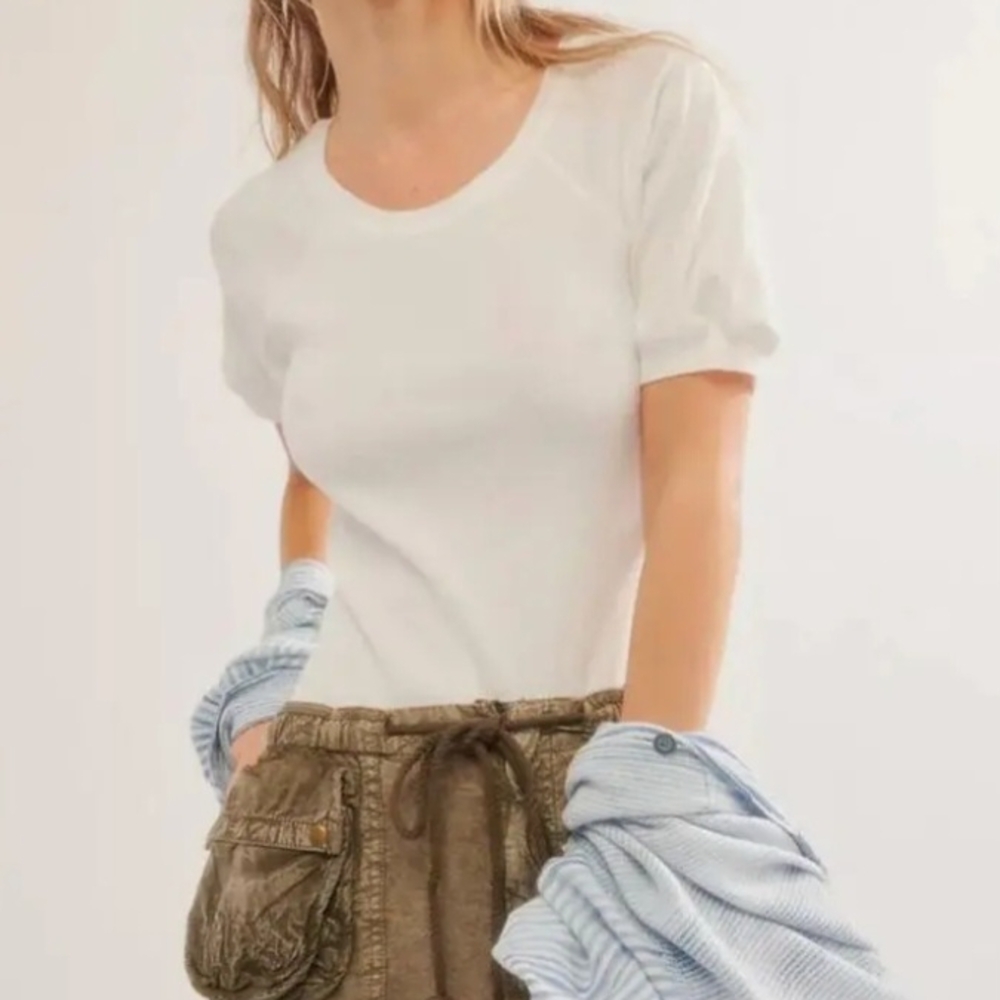 Free People White Short Sleeve Tee - Picture 3 of 10